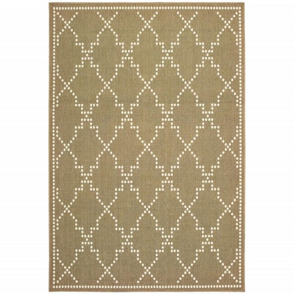 Tan 2 ft. x 4 ft. Loomed Geometric Polypropylene Rectangle Indoor/Outdoor Area Rug