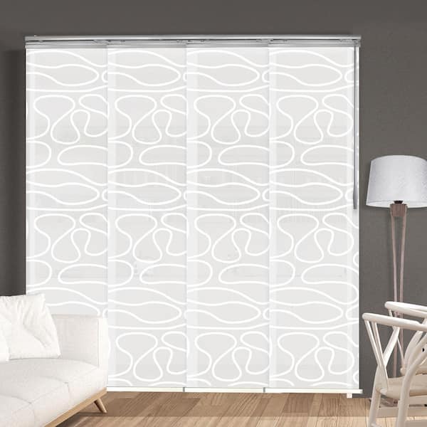 Swirl 48 in. - 88 in. W x 94 in. L Adjustable 4- Panel Satin Nickel Single Rail Panel Track with 23.5 in. Slates