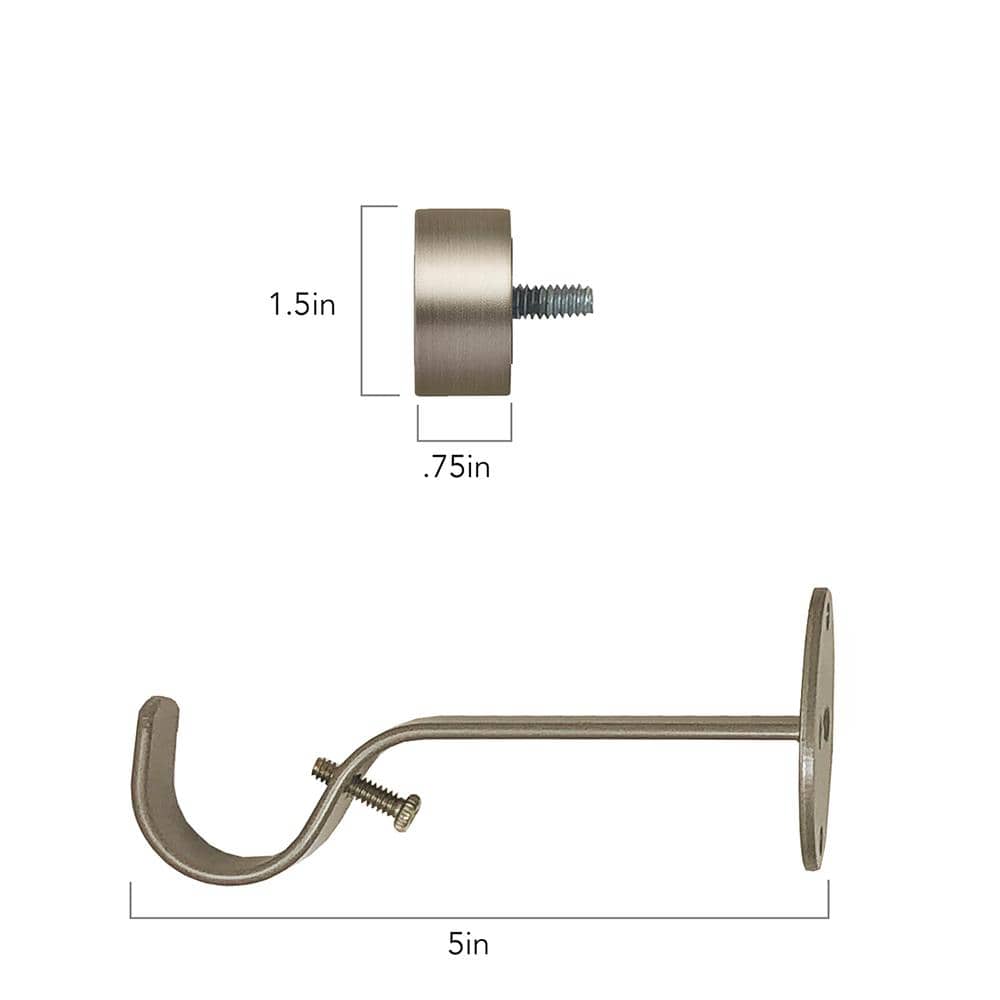 Antique Pewter Adjustable Curtain Rod with Cap Finials, 48"-86"