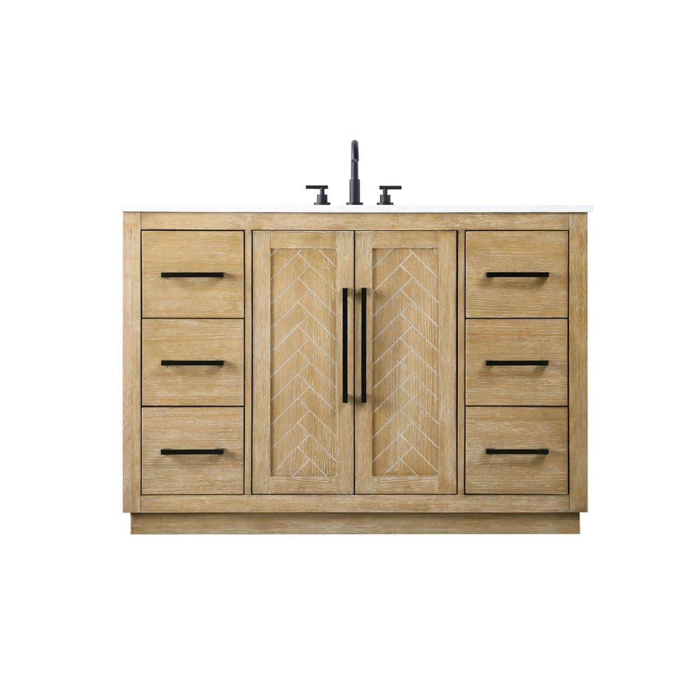 48 in. Single Sink Linen Oak Bath Vanity with White Engineered Marble Top price history on PriceWatchPro
