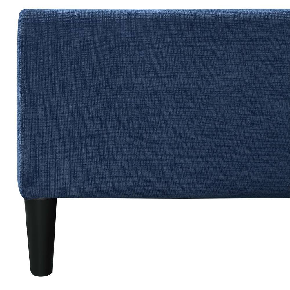 Blue Fabric Storage Ottoman with Reversible Trays