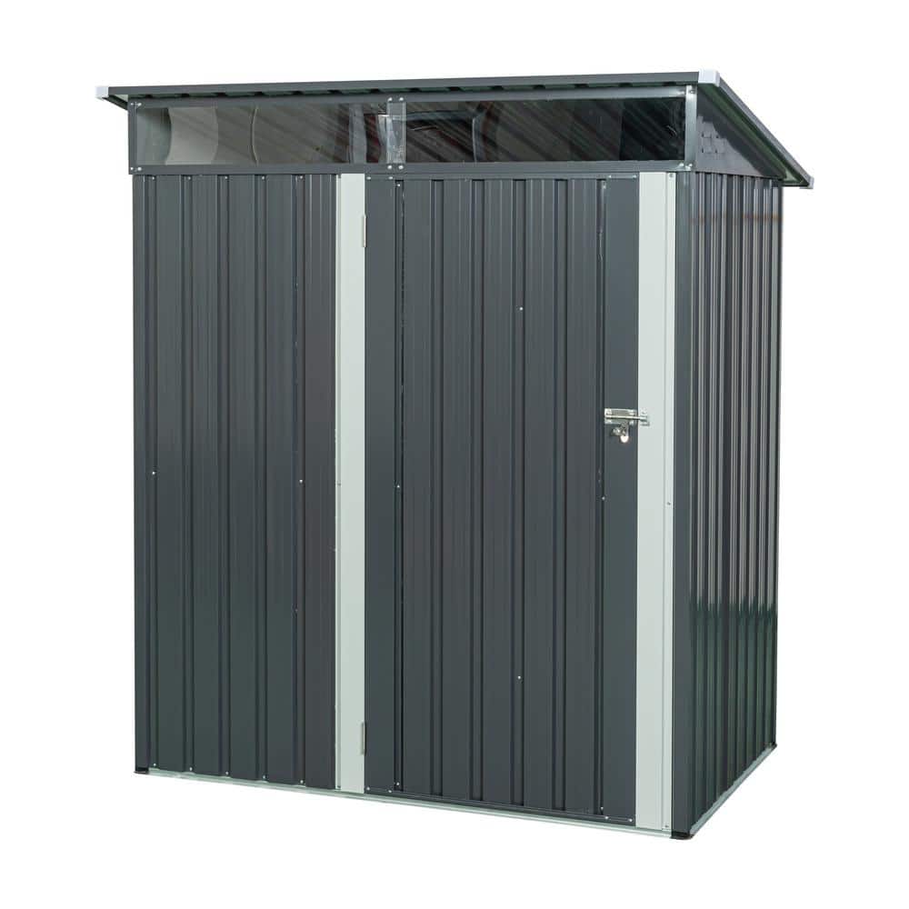 5 ft. x 3 ft. Metal Storage Shed with Outdoor Transparent Plate Gray (15 sq