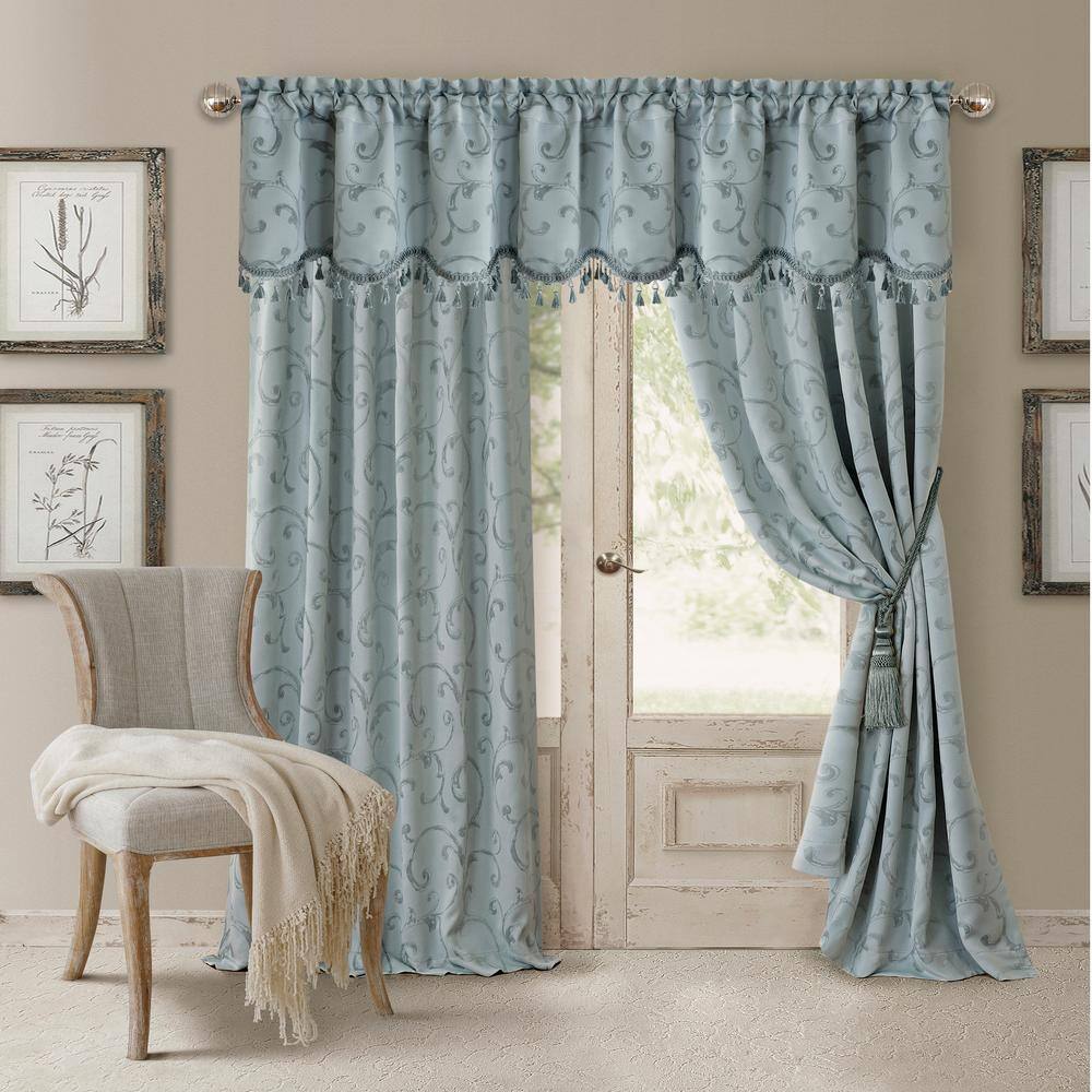 Blue Jacquard Blackout Curtain - 52 in. W x 95 in. L price history on PriceWatchPro