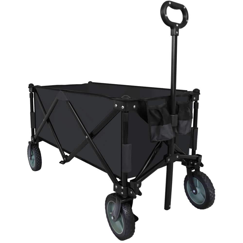 4.66 cu. ft. Fabric Garden Cart in Black, Collapsible Foldable Wagon Cart