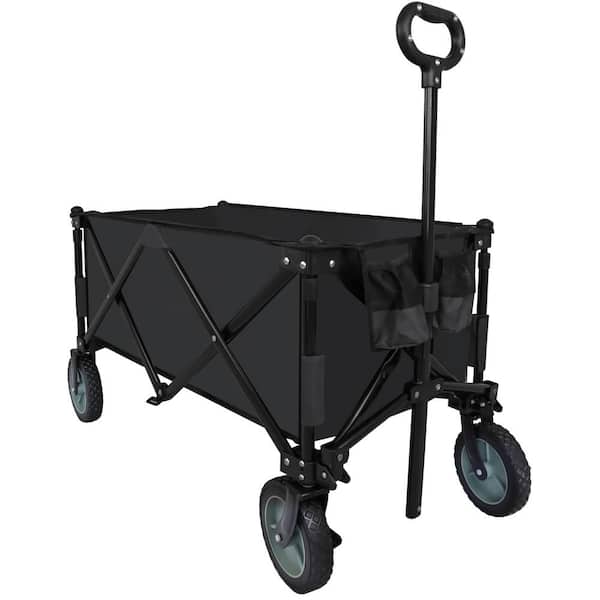 Unbranded 4.66 cu. ft. Fabric Garden Cart in Black, Collapsible Foldable Wagon Cart
