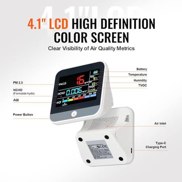 SKYSHALO Mini Air Quality Monitor 8-IN-1 Professional PM2. 5 PM10