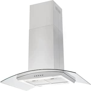36 in. 900 CFM Island Mount with LED Light Range Hood in Silver