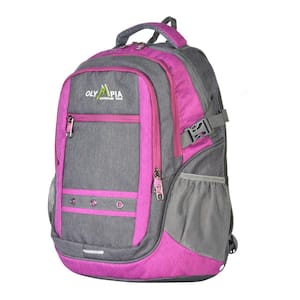 Eagle 25L 19 in. Grey and Fuchsia Outdoor Backpack with padded laptop/tablet compartment