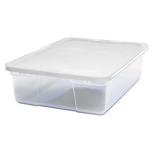 Homz 41QT Clear Plastic Holiday Storage Container with Red Snap Lock Lid, 2 Pk