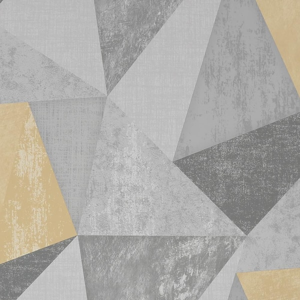 Fresco Shard Grey and Ochre Removable Wallpaper Sample