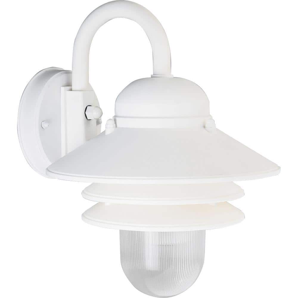 White Ceramic Outdoor Wall Lantern with Clear Acrylic Shade