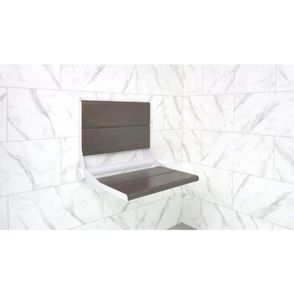 INVISIA SerenaSeat Pro 26 in. Folding Medium Bamboo Shower Seat, ADA compliant, Support Up to 500 lbs. in Matte White
