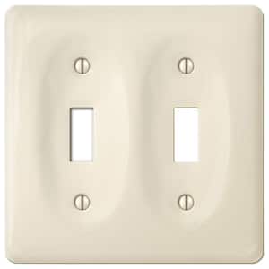 Allena 2 Gang Toggle Ceramic Wall Plate - Biscuit