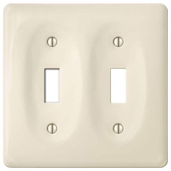 AMERELLE Allena 2 Gang Toggle Ceramic Wall Plate - Biscuit