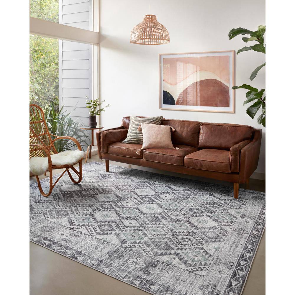 Zion Charcoal Slate Southwestern Rectangular Rug, 2'3" x 3'9"