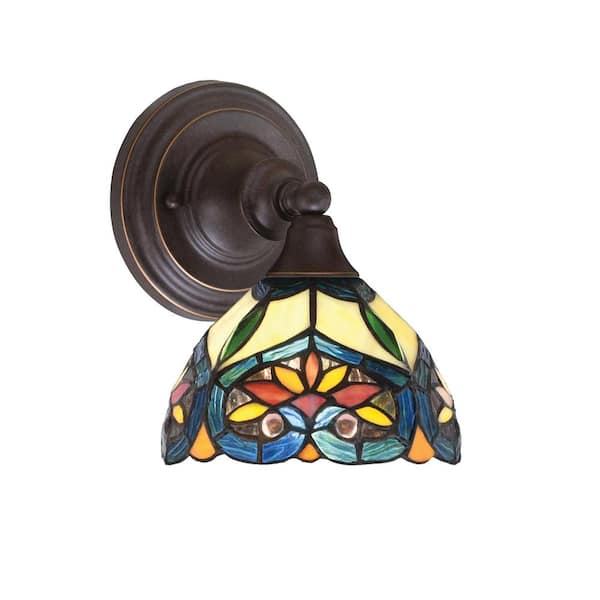 Unbranded Fulton 1 Light Dark Granite Wall Sconce 7 in. Pavo Art Glass
