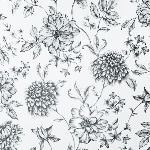 Della Black Floral Trail Wallpaper