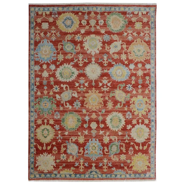 Rust 12 ft. x 15 ft. Hand-Knotted Wool Classic Floral Rug Area Rug