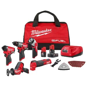 M12 FUEL 12-Volt Lithium-Ion Brushless Cordless Combo Kit (5-Tool) w/2 Batteries and Bag