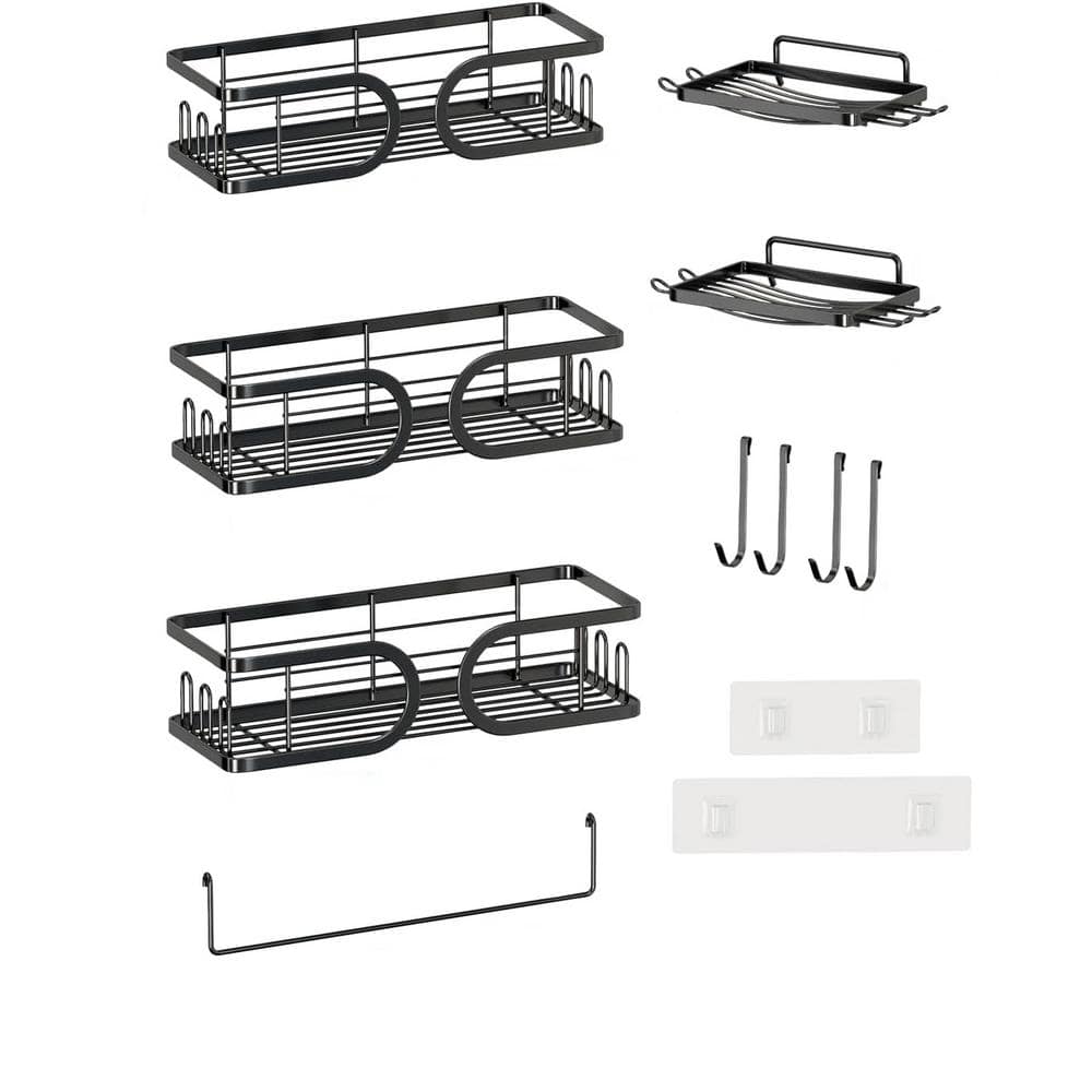 10pcs Shower Caddy Organizer with 3 U-Type Shelves, 2 Soap Dishes & Towel R