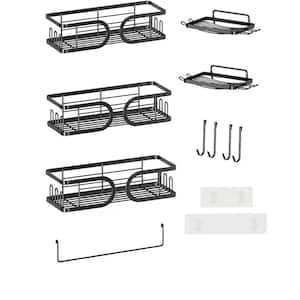 10-Packs Shower Caddy Organizer with 3 U-Type Shelves, 2 Soap Dishes & Towel Rack, Stainless Steel Wall Rack Basket