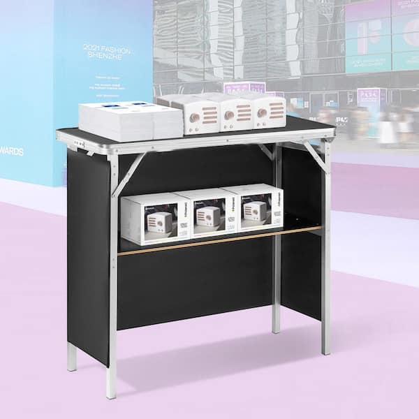 SKYSHALO 38.39x15.16x34.25 in. Folding Portable Bar Table, Tradeshow Podium Table for Indoor, Outdoor, Party, Picnic, Exhibition