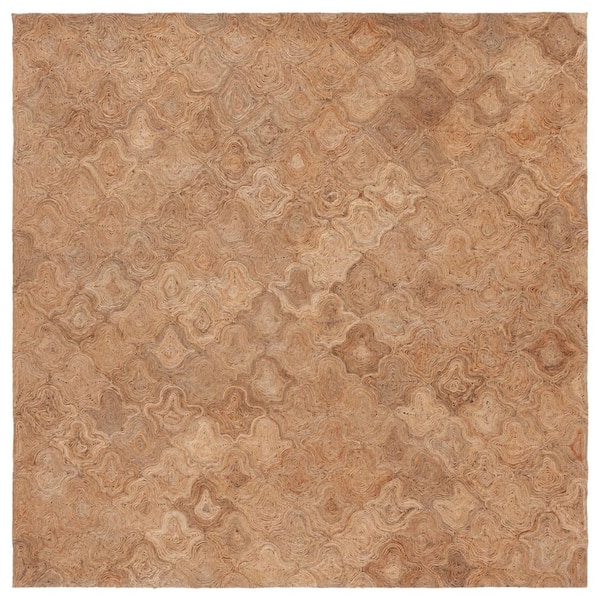 SAFAVIEH Natural Fiber 6 ft. x 6 ft. Natural Floral Woven Square Area ...