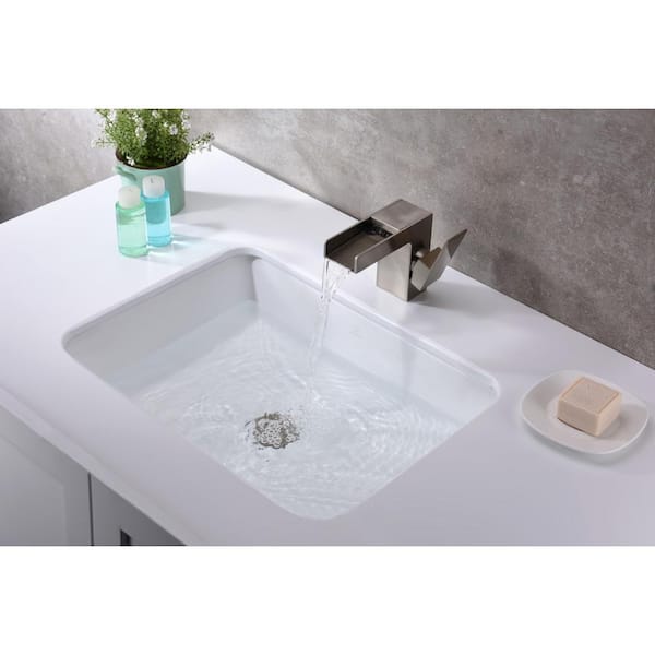 Dahlia Series 7.25 in. Ceramic Undermount Sink Basin in White Dahlia Series 7.25 in. Ceramic Undermount Sink Basin in White