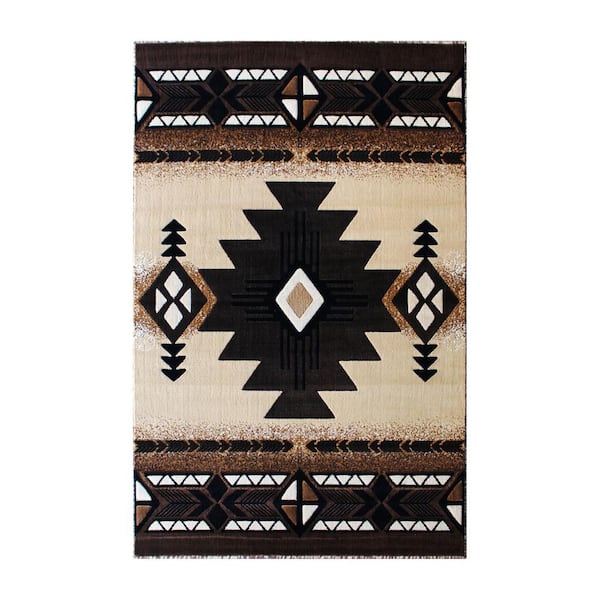 Carnegy Avenue Brown 8 ft. x 10 ft. Rectangle Native American Area Rug
