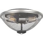 Awning 3-Light Mottled Black Semi-Flush Mount