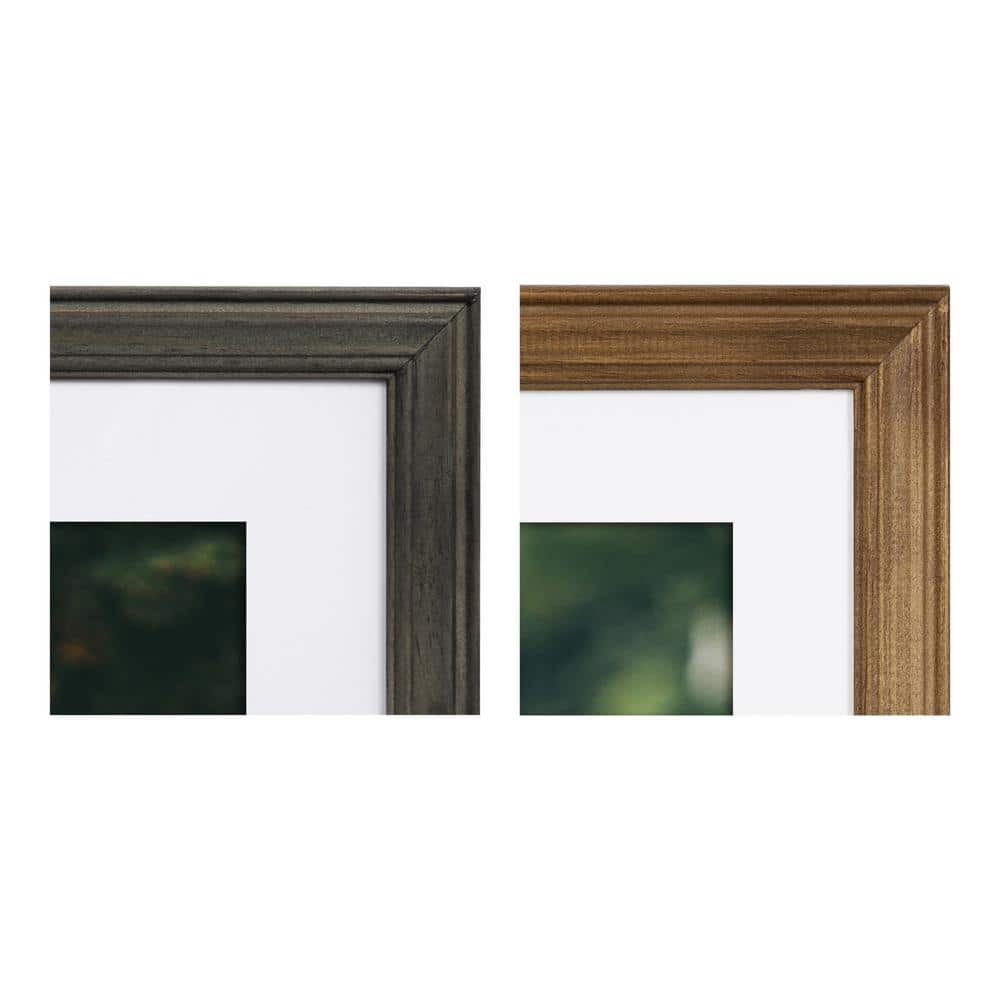 Bordeaux Brown and Gray Wood 10-Piece Wall Frame Set