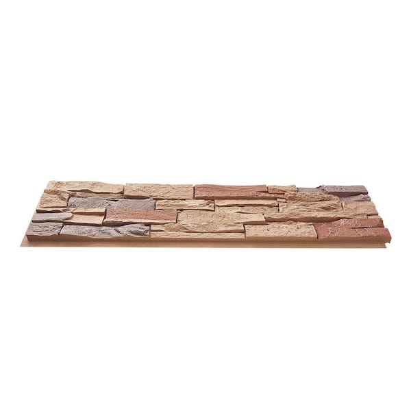 45.6 in. x 12.8 in. Faux Stacked Stone Panel High-Density PU Stones Easy to Cut Brick Red Rock Panels Polyurethane