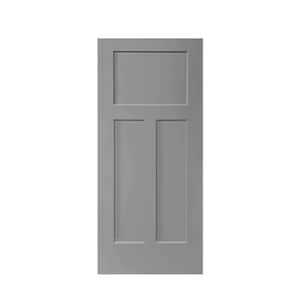 30 in. x 80 in. Light Gray Stained Composite MDF 3-Panel Interior Barn Door Slab