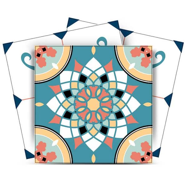 MI ALMA Teal, Blue and Brown SB51 7 in. x 7 in. Vinyl Peel and Stick Tile (24 Tiles, 8.17 sq. ft./Pack)
