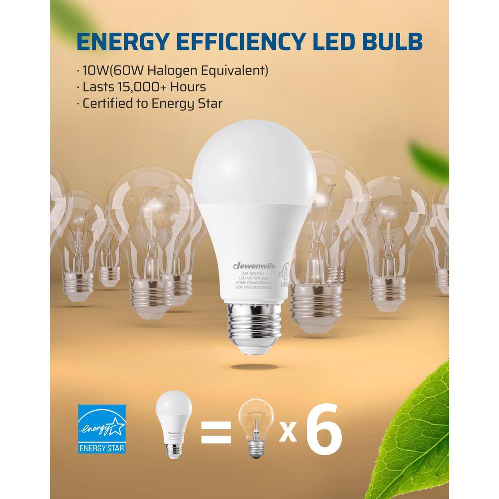 Dimmable Soft White LED A19 Light Bulbs, 4-Pack