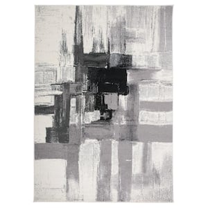 Modern Contemporary Abstract Black 3 ft. 3 in. x 5 ft. Indoor Area Rug