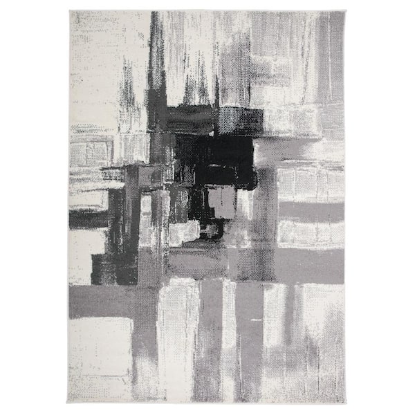 World Rug Gallery Modern Contemporary Abstract Black 5 ft. x 7 ft. Indoor Area Rug