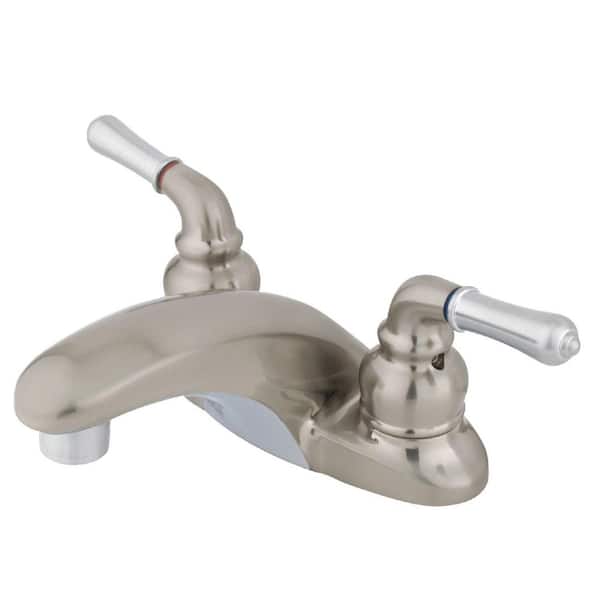 Kingston Brass Magellan 4 in. Centerset 2-Handle Bathroom Faucet in Brushed Nickel/Polished Chrome