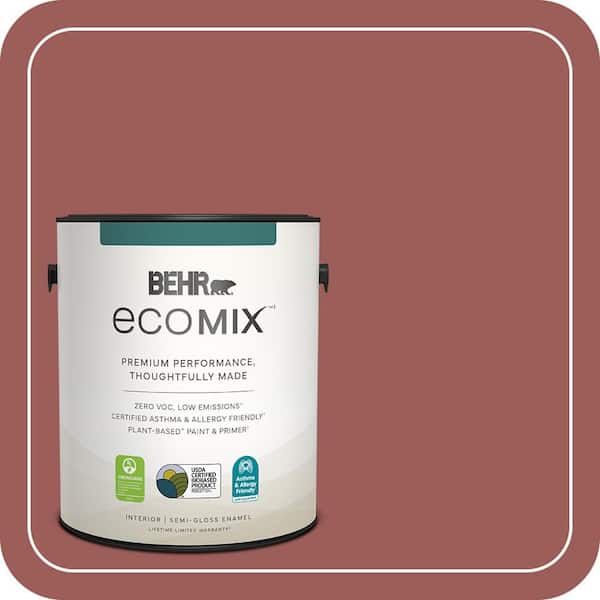 Windows 98 Red Log BEHR ECOMIX 1 gal. #PMD-86 Arabian Red Semi-Gloss Enamel Plant-Based ...