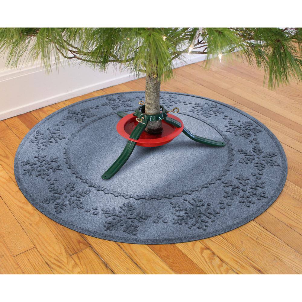 Bluestone Round Snowflake WaterHog Tree Skirt Mat