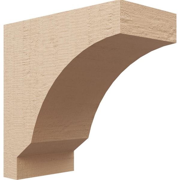 Ekena Millwork Classic Series 1 8 in. x 16 in. x 16 in. Moab Rough Cedar Woodgrain Timberthane Polyurethane Corbel in Primed Tan