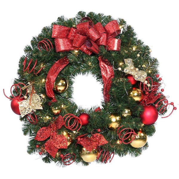 National Tree Company 30 in. Decorative Collection Artificial Wreath with 50 Clear Lights