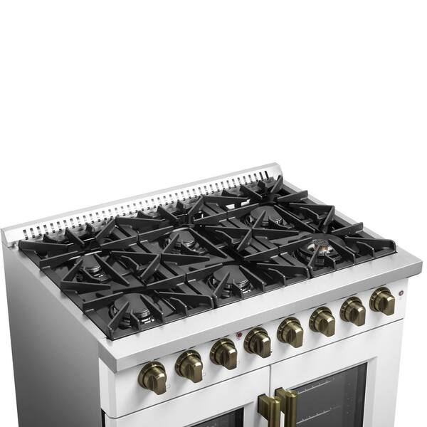 Forno Galiano 36 in. French Door Dual Fuel Range, White and