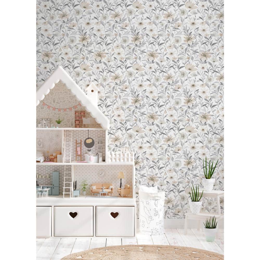 Neutral Floral Peel and Stick Wallpaper Roll