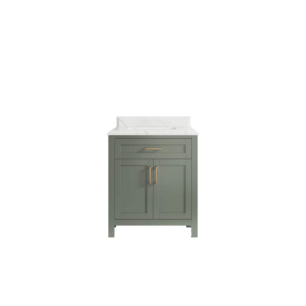 Cambridge 30 in. Single Sink Freestanding Evergreen Bath Vanity with Calacatta Laza Quartz Top Unassembled price history on PriceWatchPro
