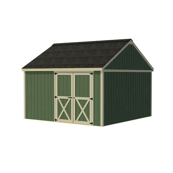 Backyard Basecamp 12 ft. x 12 ft. Wood Shed Kit with Spacious Barn Doors
