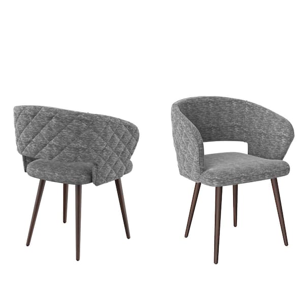 Ottomanson Palermos Collection Dining Chair Set Of 2 Easy Assembled Mid Century Modern Kitchen Vanity Accent Chair Gray