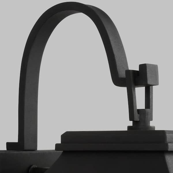 Generation Lighting - Warren Small 1-Light Textured Black Stonestrong DarkSky Outdoor Wall Mount Lantern Sconce with White Aluminum Panels