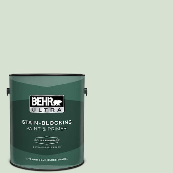 BEHR ULTRA 1 gal. #S400-2 Comforting Green Extra Durable Semi-Gloss Enamel Interior Paint & Primer