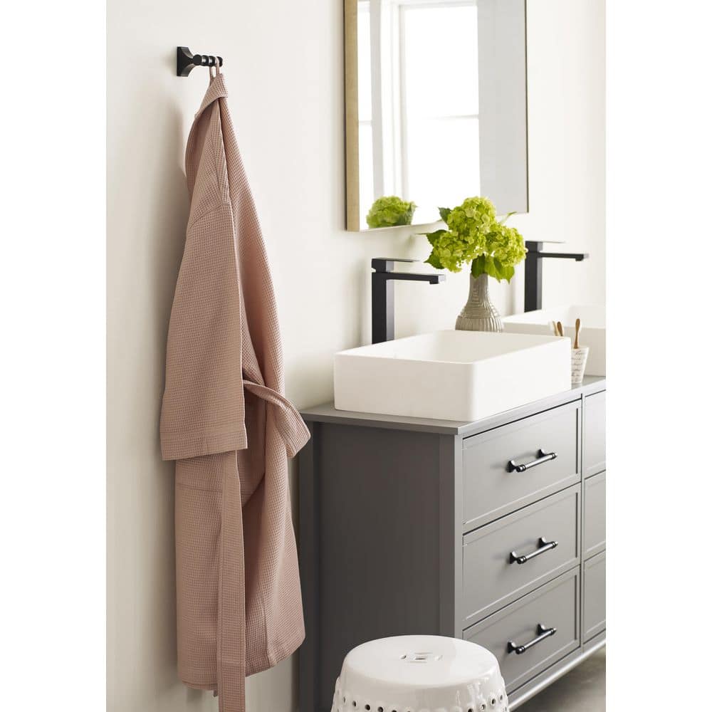 Matte Black Double Prong Wall Mounted Robe Hook
